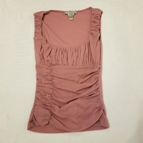 Pink Y2K Ruched Tank Top Mid Length Top Nude Women XS Vintage Feminine Girly - Picture 8 of 10